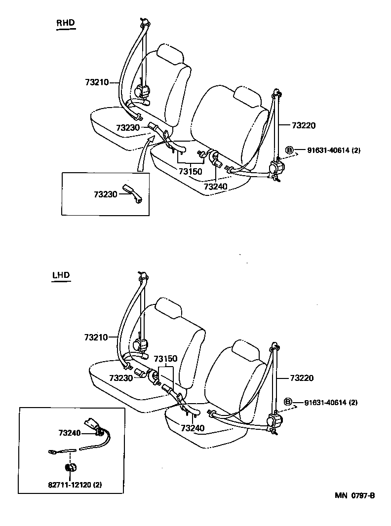 73230-60011 BELT ASSY, FRONT SEAT INNER, RH product image