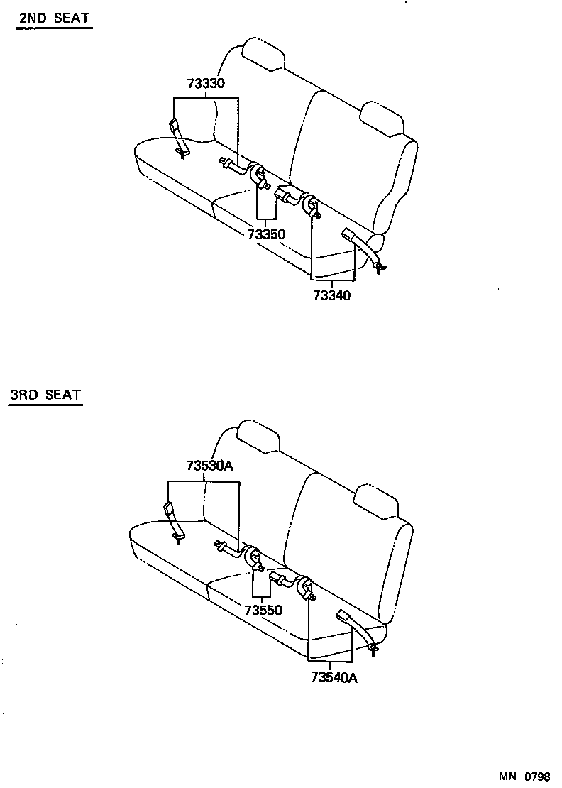 73330-60040-06 BELT ASSY, REAR SEAT LAP TYPE, RH product image
