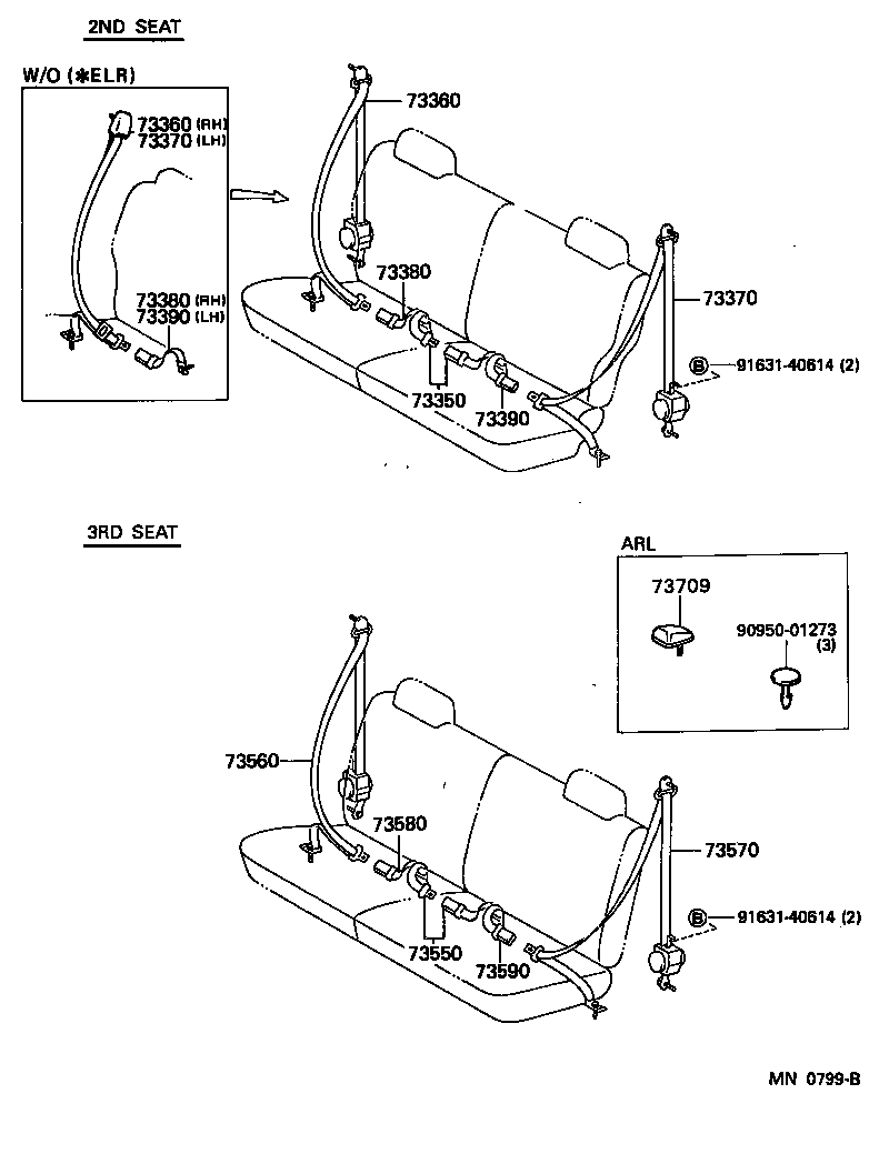 73230-60011 BELT ASSY, FRONT SEAT INNER, RH product image
