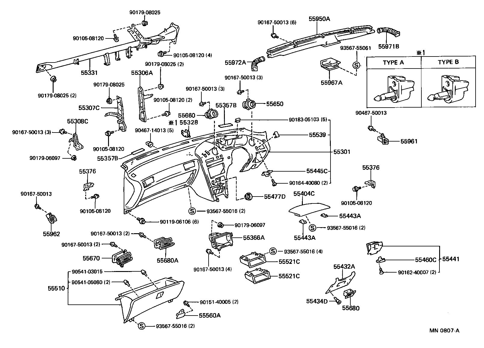 55376-18010 BRACKET, INSTRUMENT PANEL MOUNTING, NO.1 product image