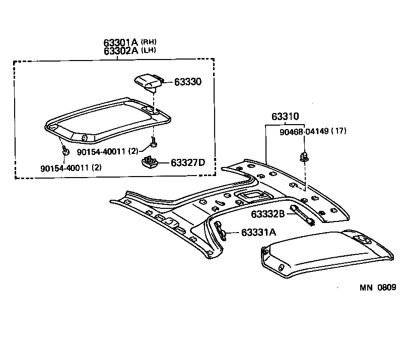 63301-18010-03 TRIM SUB-ASSY, SUNSHADE, NO.1 RH product image