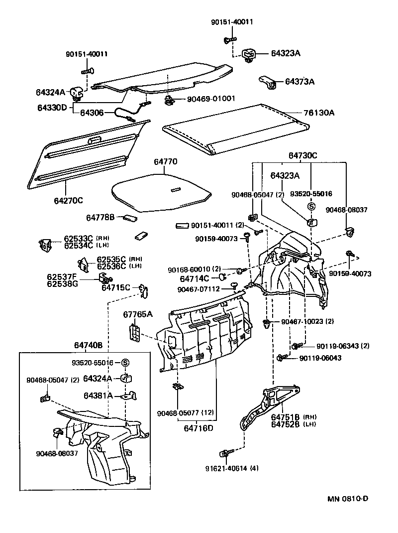 64323-18010 CLAMP, PACKAGE TRAY TRIM, RH product image