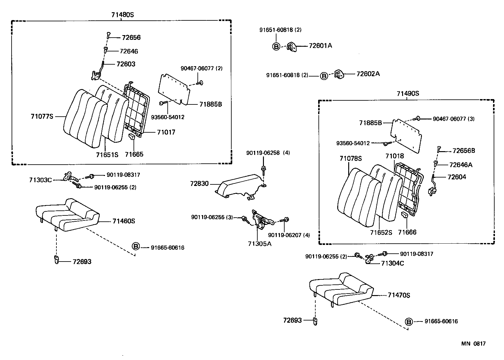 71305-18010 HINGE SUB-ASSY, REAR SEAT BACK, CENTER product image