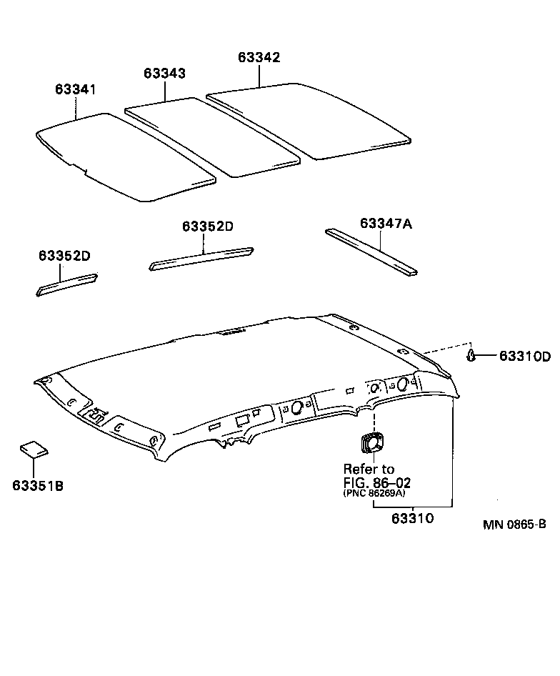Toyota 63311-95D06-41 HEADLINING ASSY, ROOF