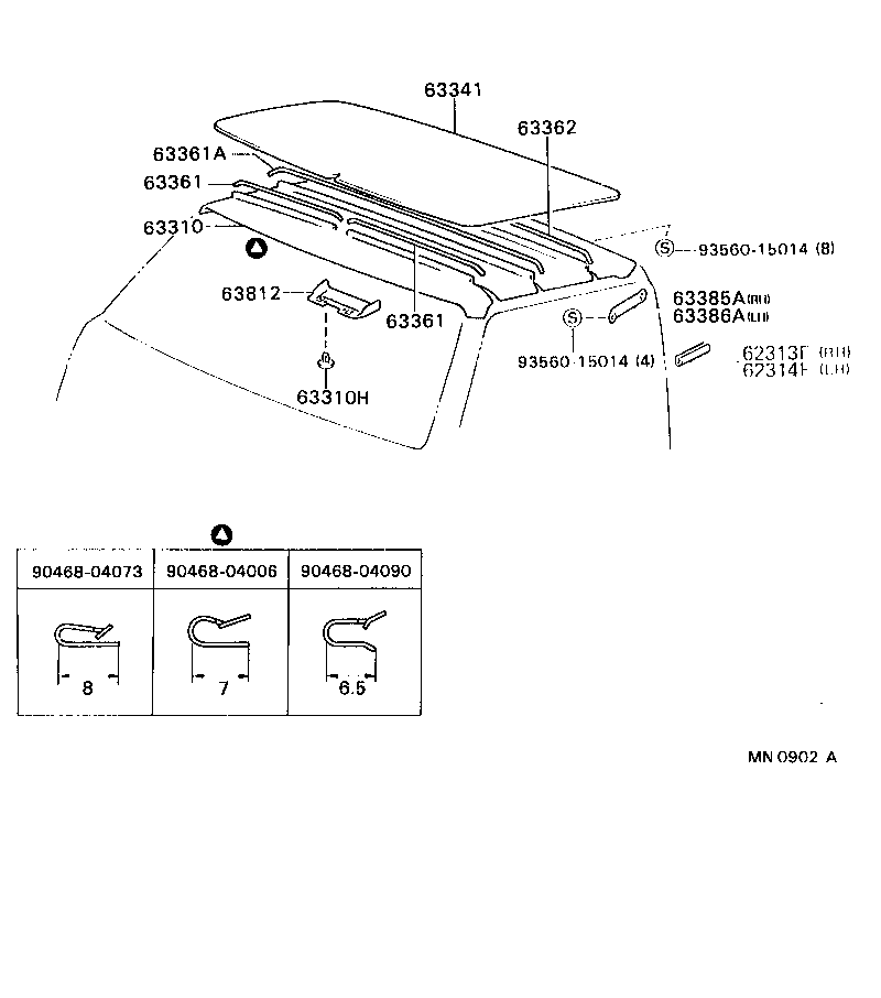 63361-95403 SUPPORT, ROOF HEADLINING, NO.1 product image