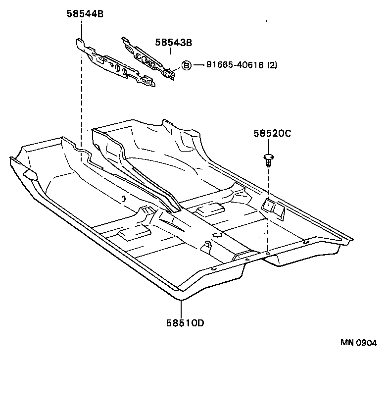 58543-32010 BRACKET, FLOOR CARPET, RH product image