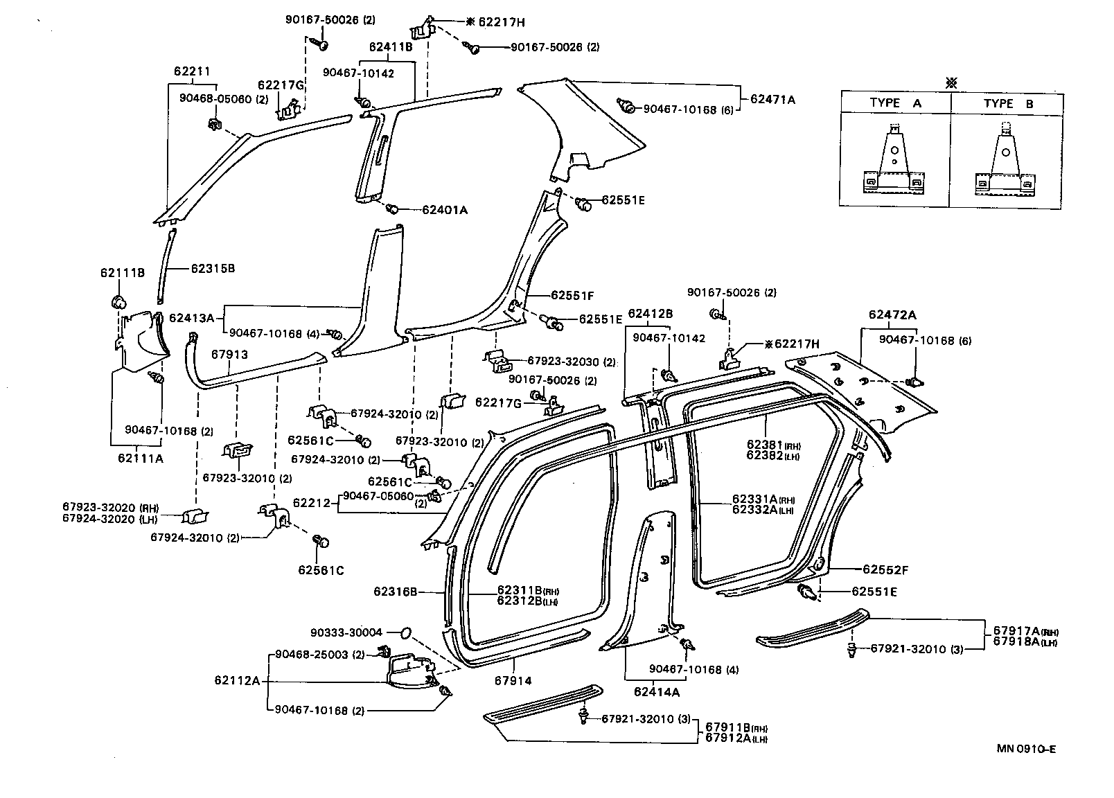 62382-32050 WEATHERSTRIP, ROOF SIDE RAIL, LH product image