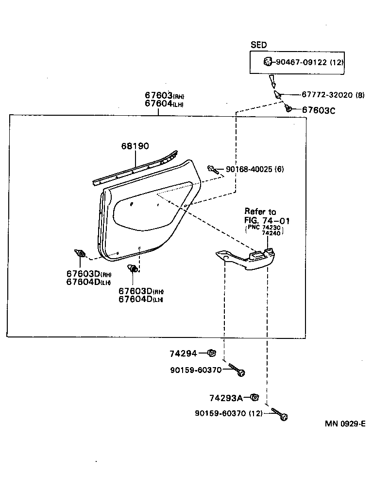 67003-32290 PANEL SUB-ASSY, REAR DOOR, RH product image