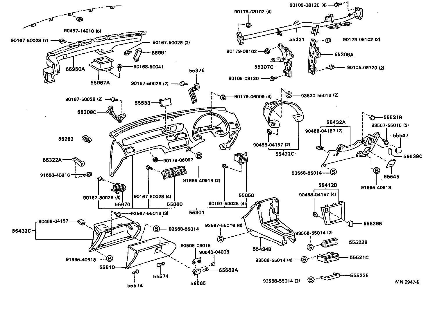 55307-16080 BRACE SUB-ASSY, INSTRUMENT PANEL, NO.2 product image