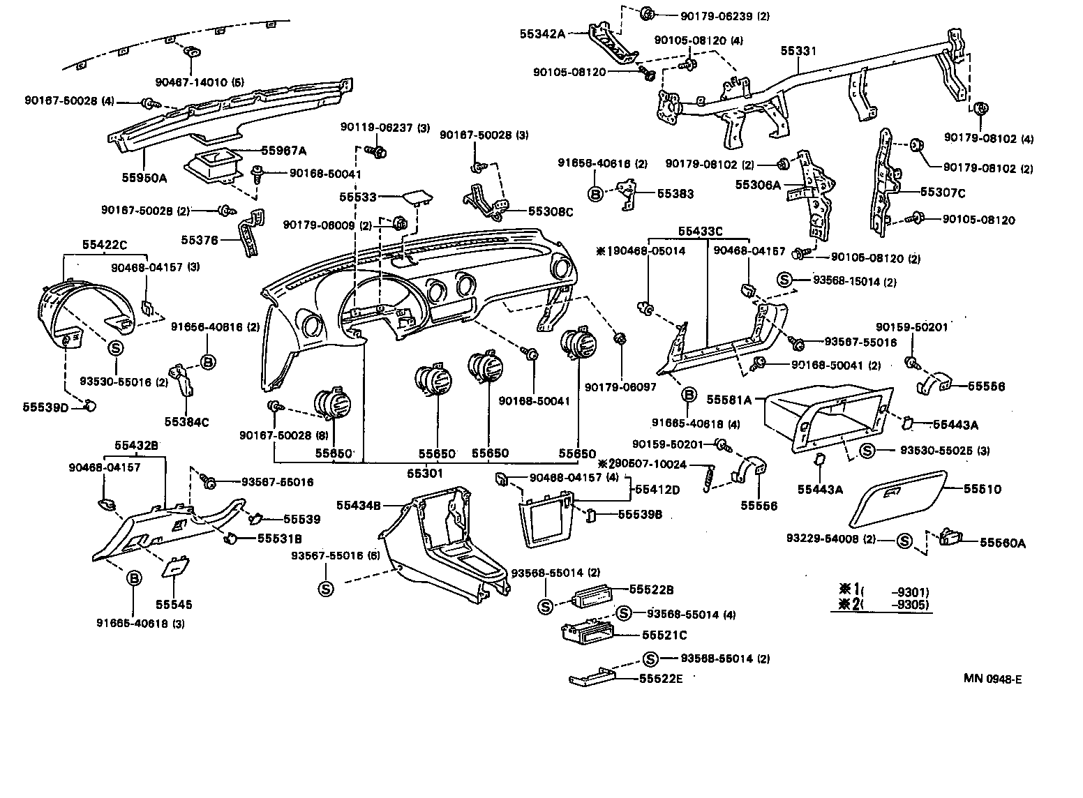 55307-16080 BRACE SUB-ASSY, INSTRUMENT PANEL, NO.2 product image