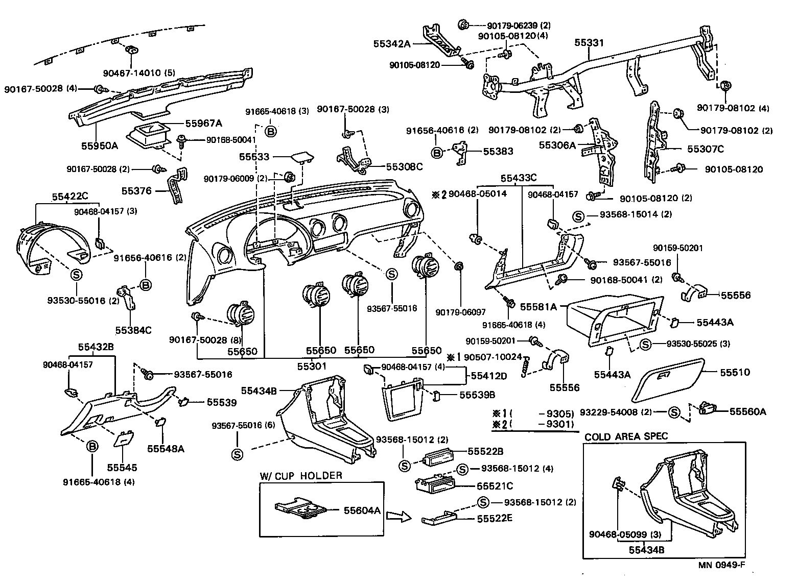 Toyota 55383-16010 BRACKET, FINISH PANEL MOUNTING, NO.3