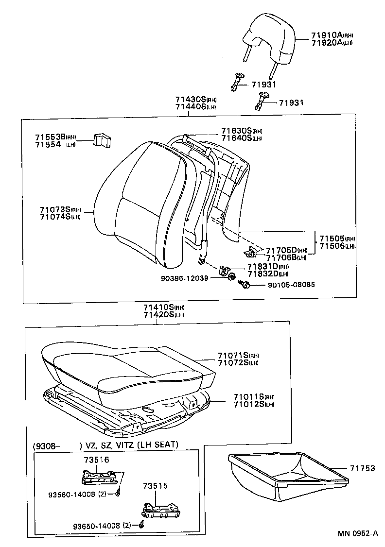71640-16100 SPRING ASSY, FRONT SEAT BACK, LH(FOR SEPARATE TYPE) product image