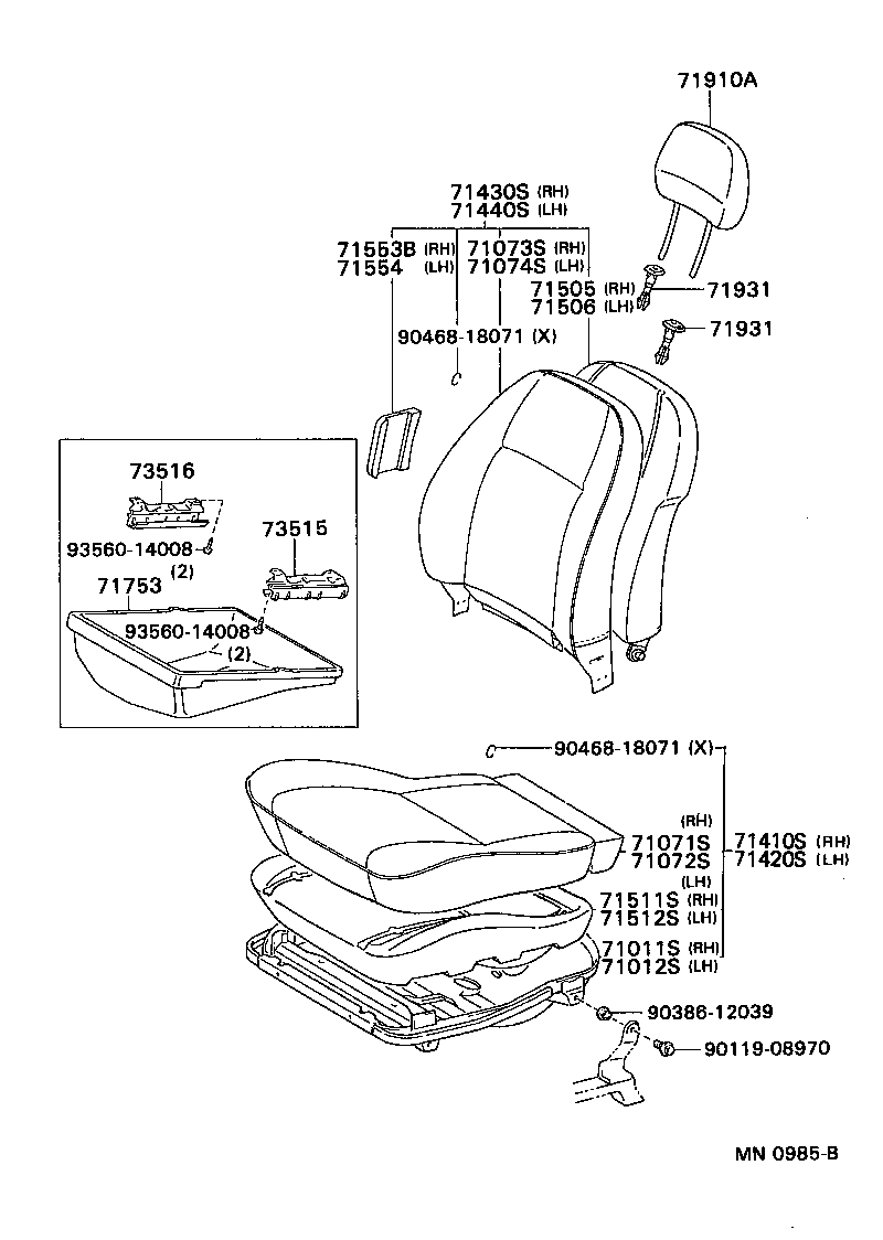 71012-10070 FRAME SUB-ASSY, FRONT SEAT CUSHION, LH product image