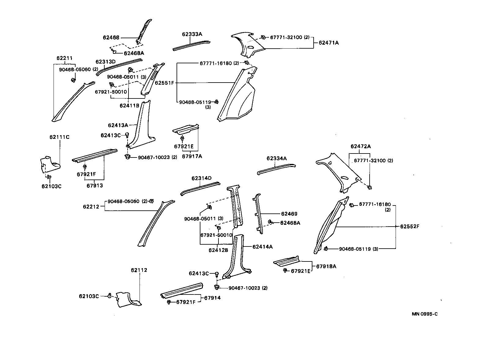 62472-16250-01 GARNISH, ROOF SIDE, INNER LH product image