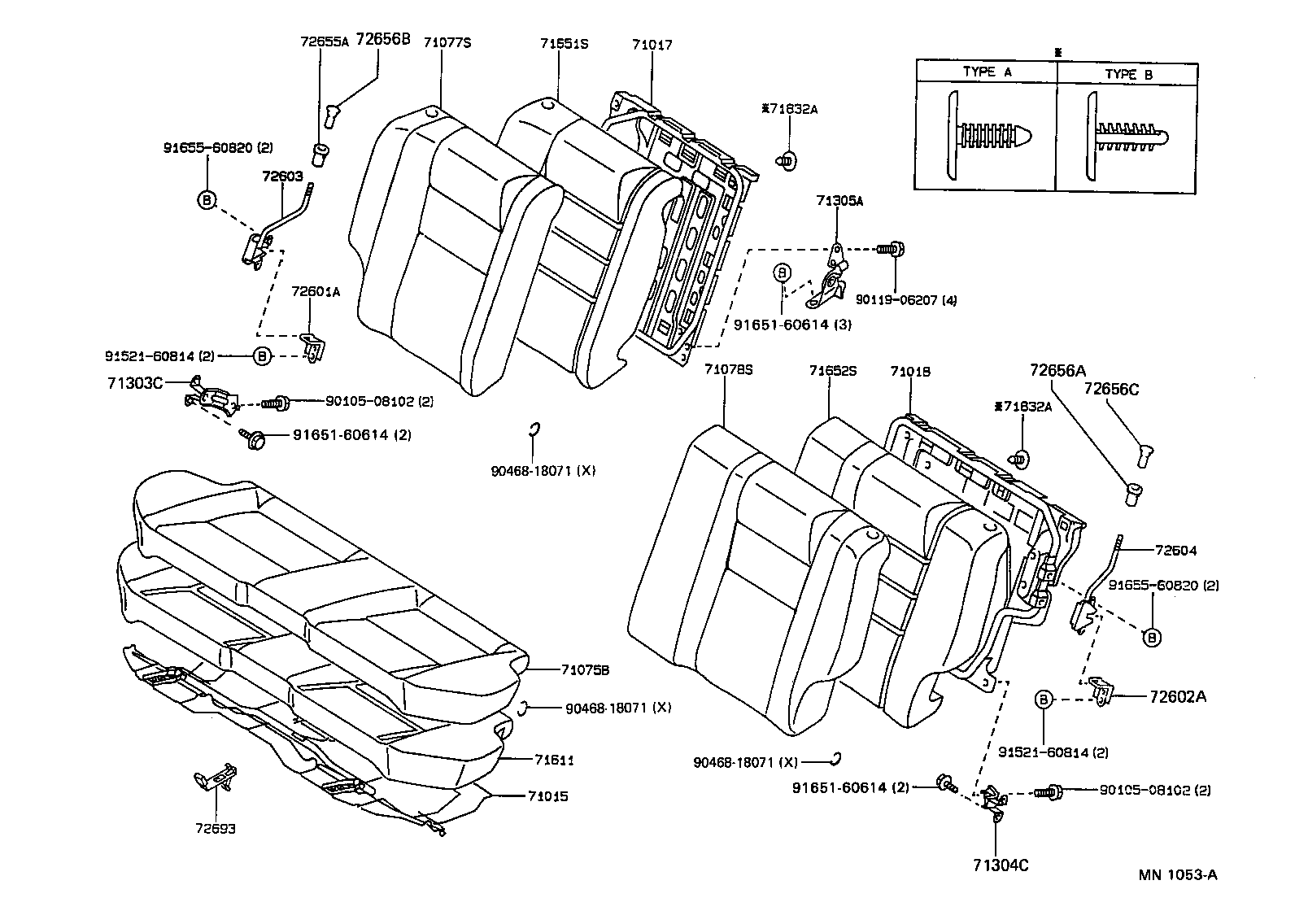 Toyota 71078-1A732-04 COVER, REAR SEAT BACK, LH(FOR SEPARATE TYPE)