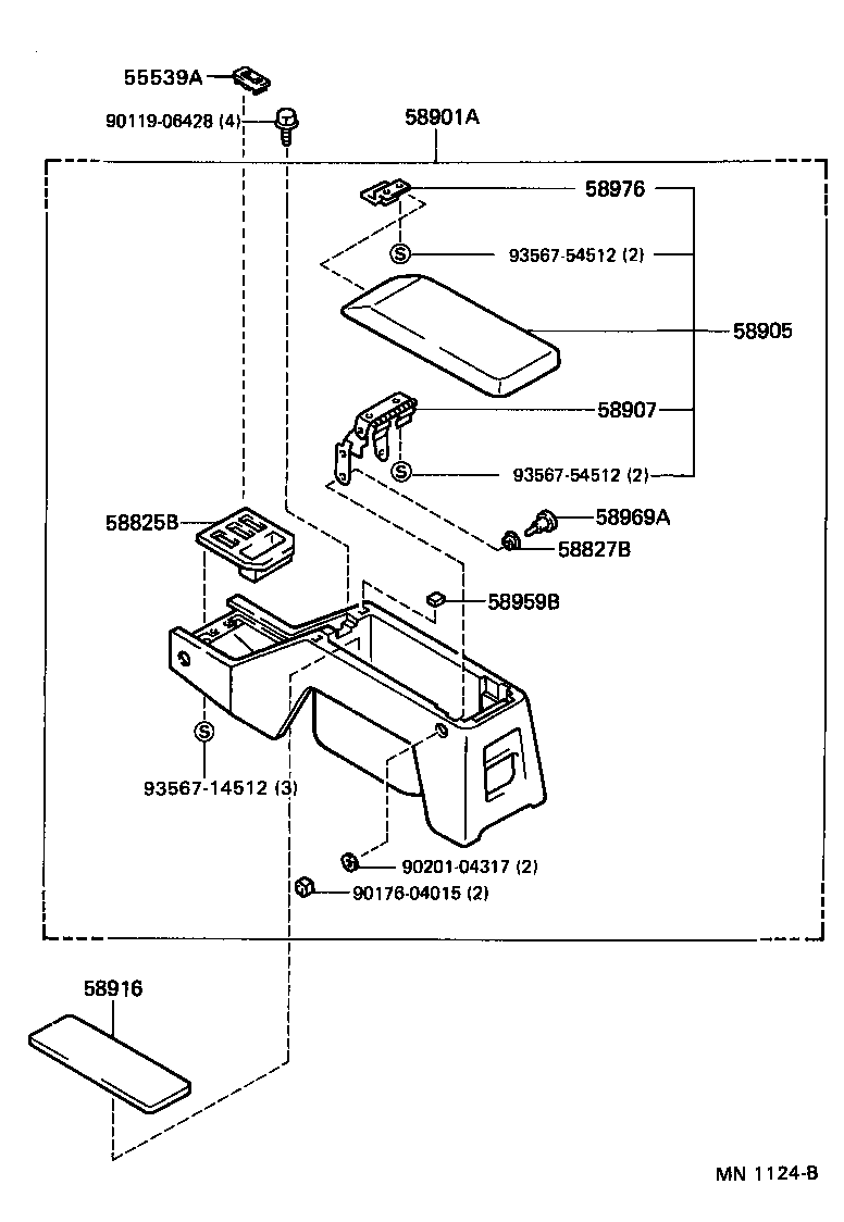 Toyota 58811-89120-E1 BOX, CONSOLE, FRONT