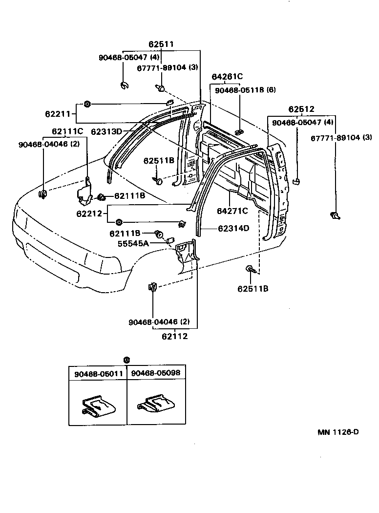 Toyota 62211-89105-06 GARNISH, FRONT PILLAR, RH