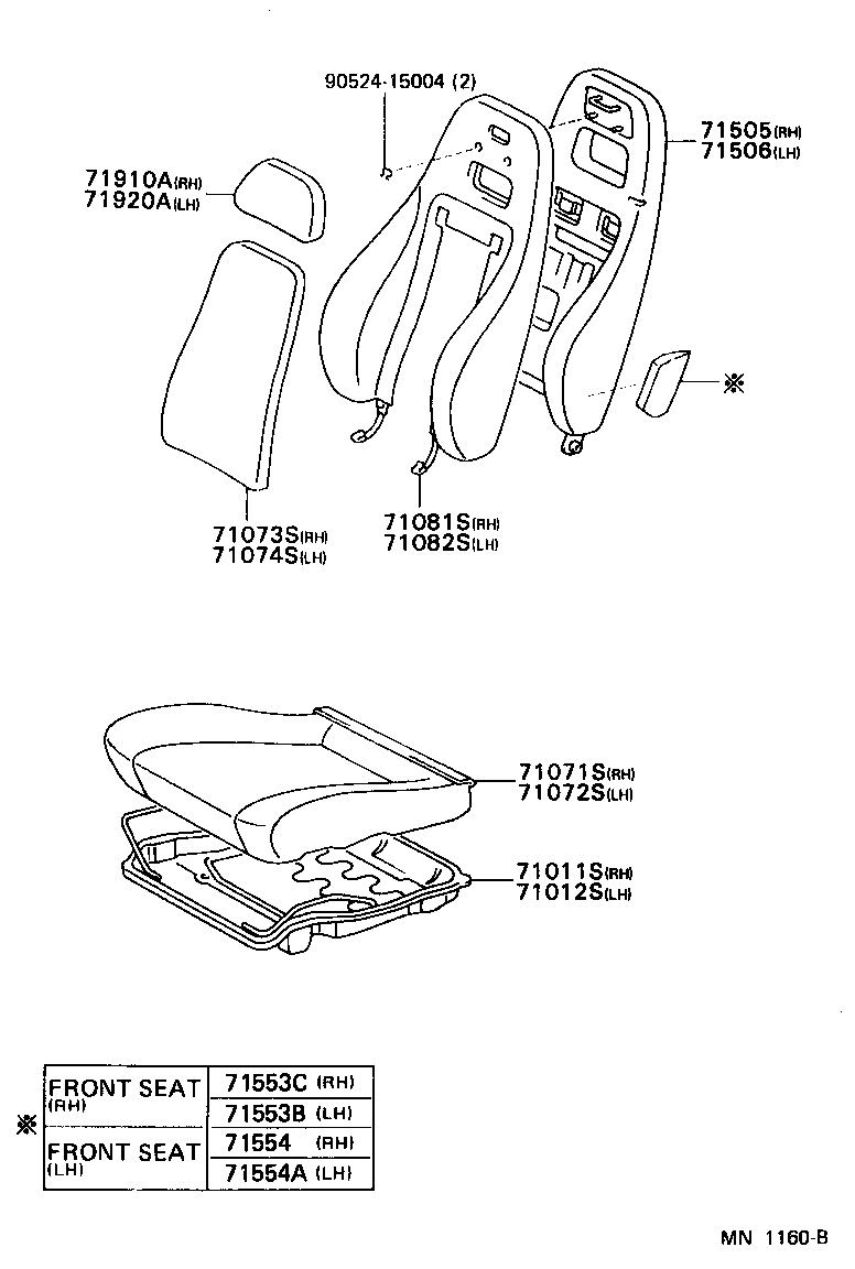 Toyota 71568-16060-C1 COVER, FRONT SEAT BACK, RH(FOR SEPARATE TYPE)