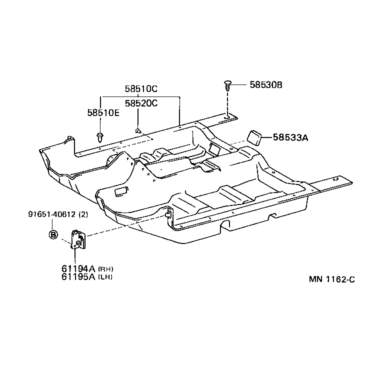 Toyota 67921-50010 RETAINER, FLOOR CARPET