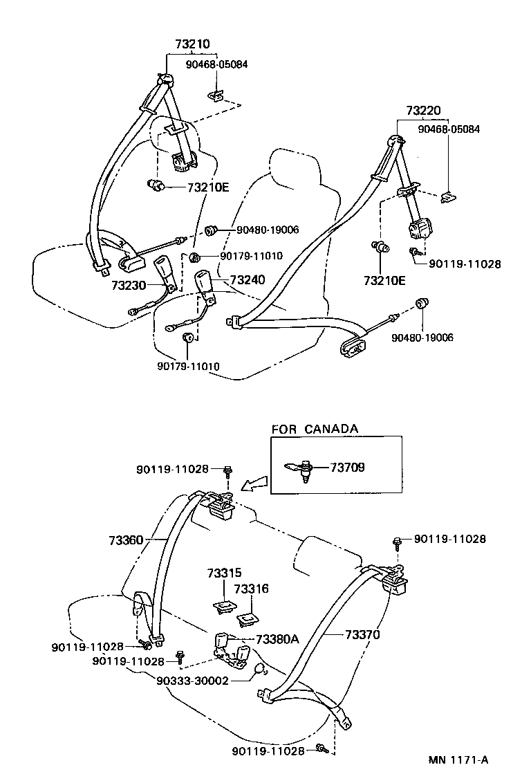 Toyota 73220-24082-B0 BELT ASSY, FRONT SEAT OUTER, LH