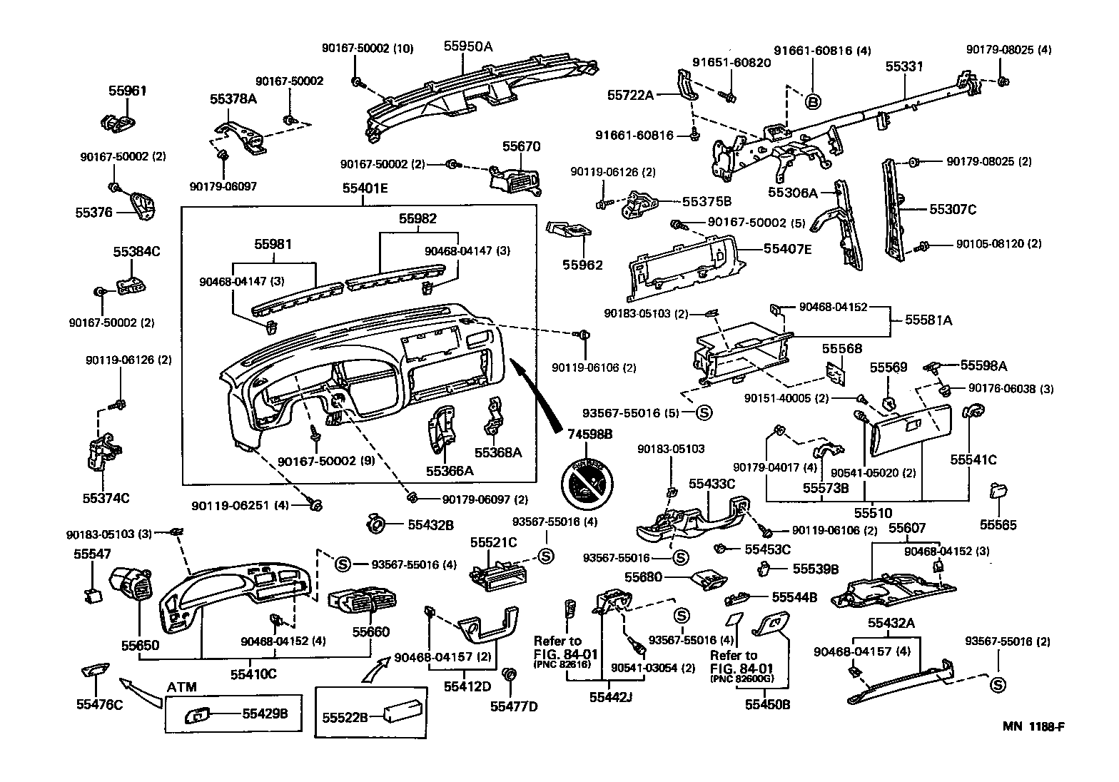 Toyota 55981-33010 GARNISH, DEFROSTER NOZZLE, NO.1