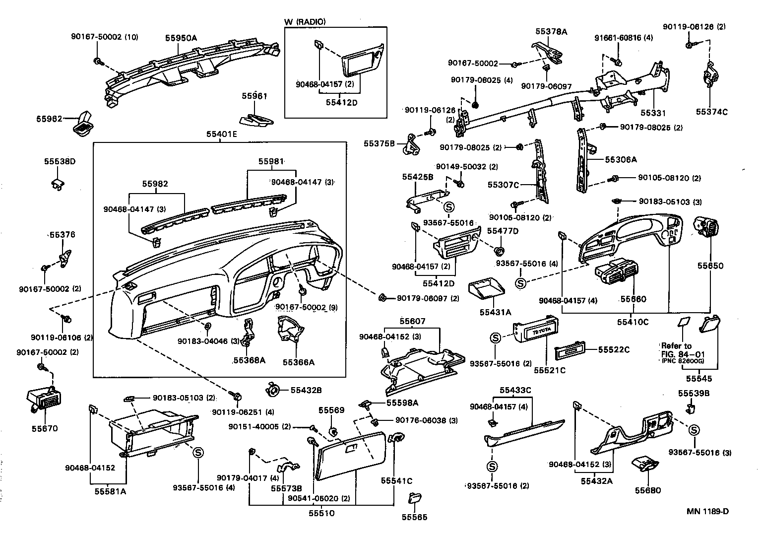 55425-33010 REINFORCEMENT, INSTRUMENT CLUSTER FINISH PANEL product image