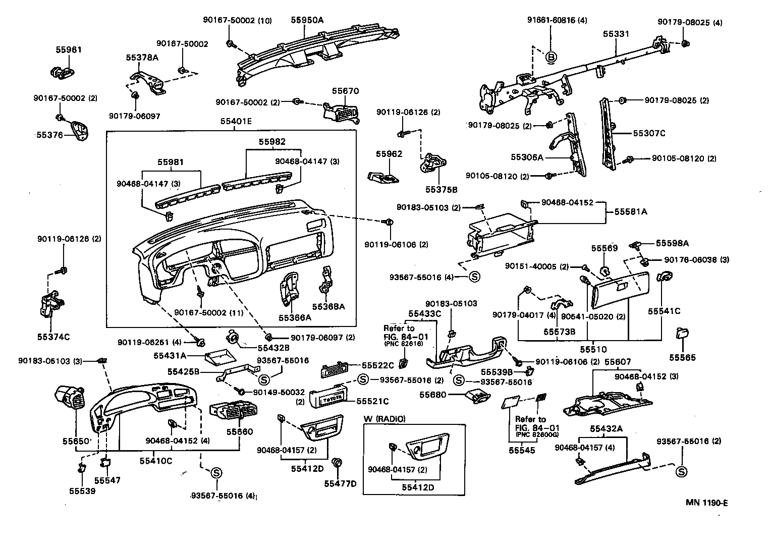 55425-33010 REINFORCEMENT, INSTRUMENT CLUSTER FINISH PANEL product image