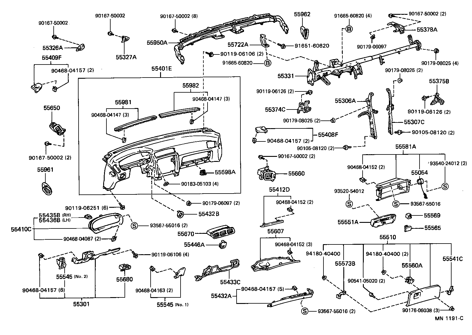 Toyota 55981-33020 GARNISH, DEFROSTER NOZZLE, NO.1