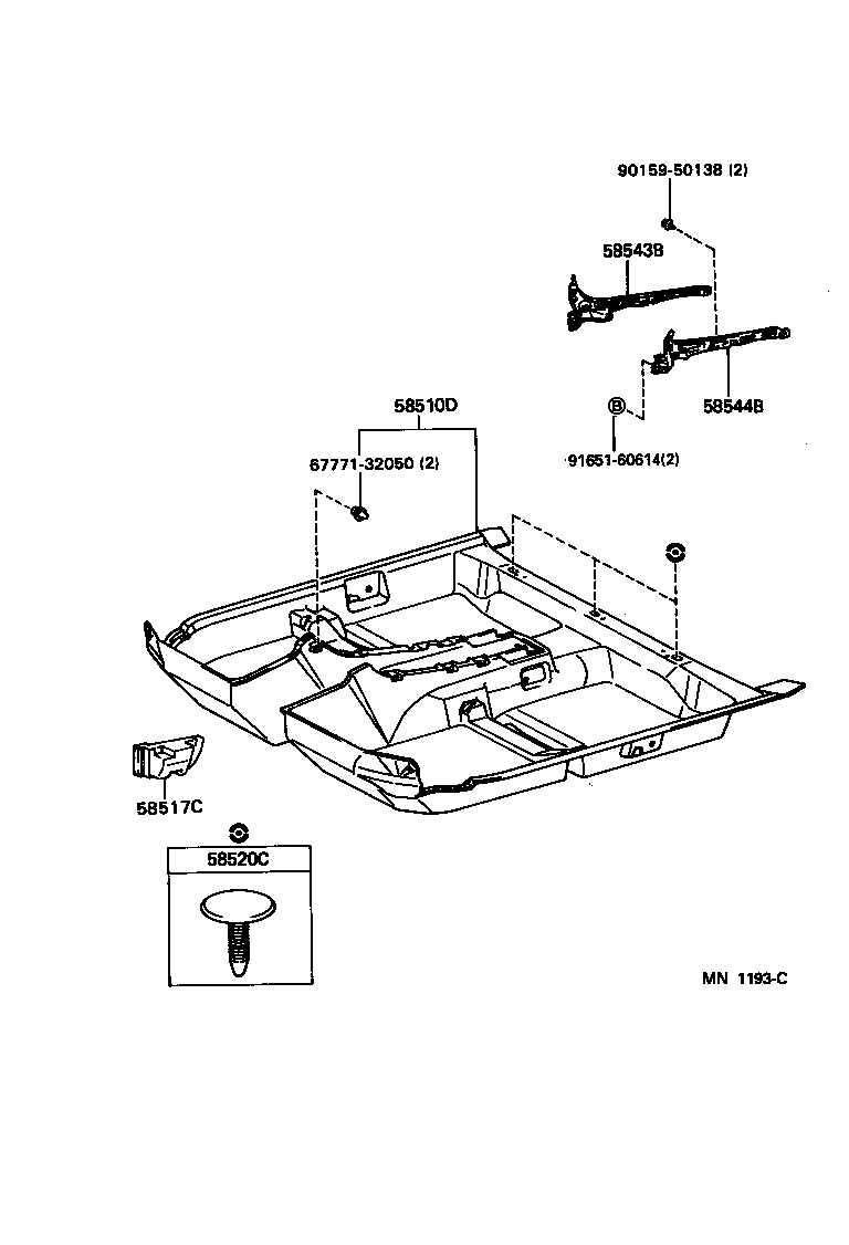 Toyota 58544-33021 BRACKET, FLOOR CARPET, LH