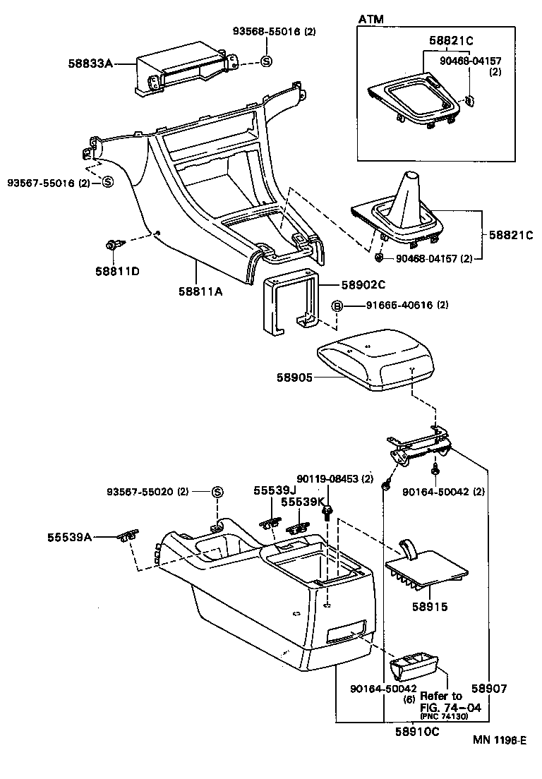 58910-33030-04 BOX ASSY, CONSOLE, REAR product image