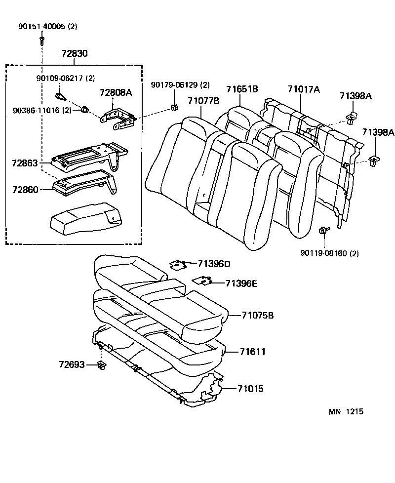 71651-33090 PAD, REAR SEAT BACK(FOR BENCH TYPE) product image