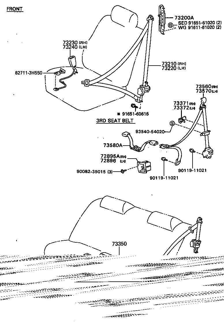73210-33110-B0 BELT ASSY, FRONT SEAT OUTER, RH product image
