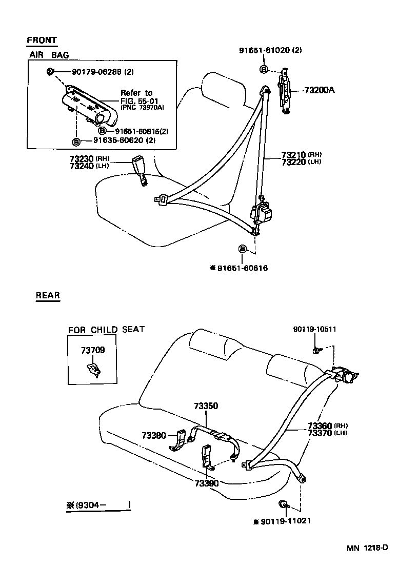 Toyota 73230-33030-01 BELT ASSY, FRONT SEAT INNER, RH