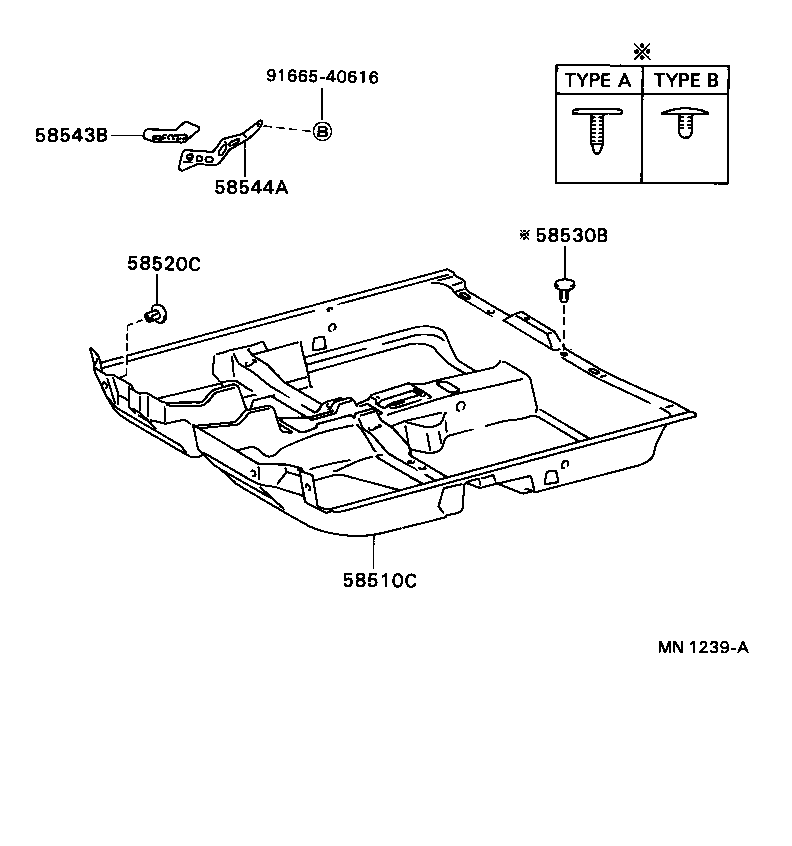 58544-12010 BRACKET, FLOOR CARPET, LH product image