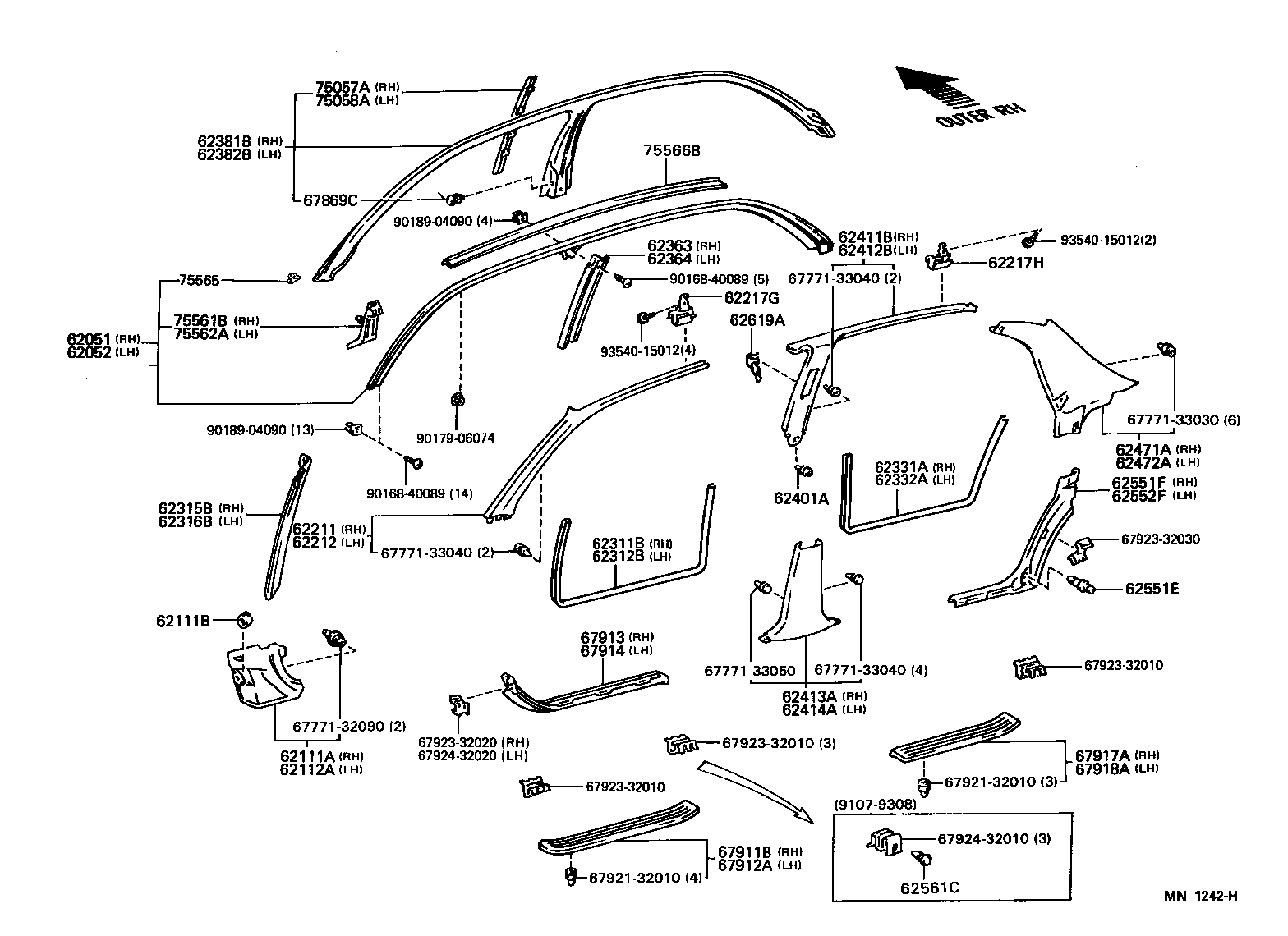 Toyota 62210-33020-01 GARNISH, FRONT PILLAR, RH