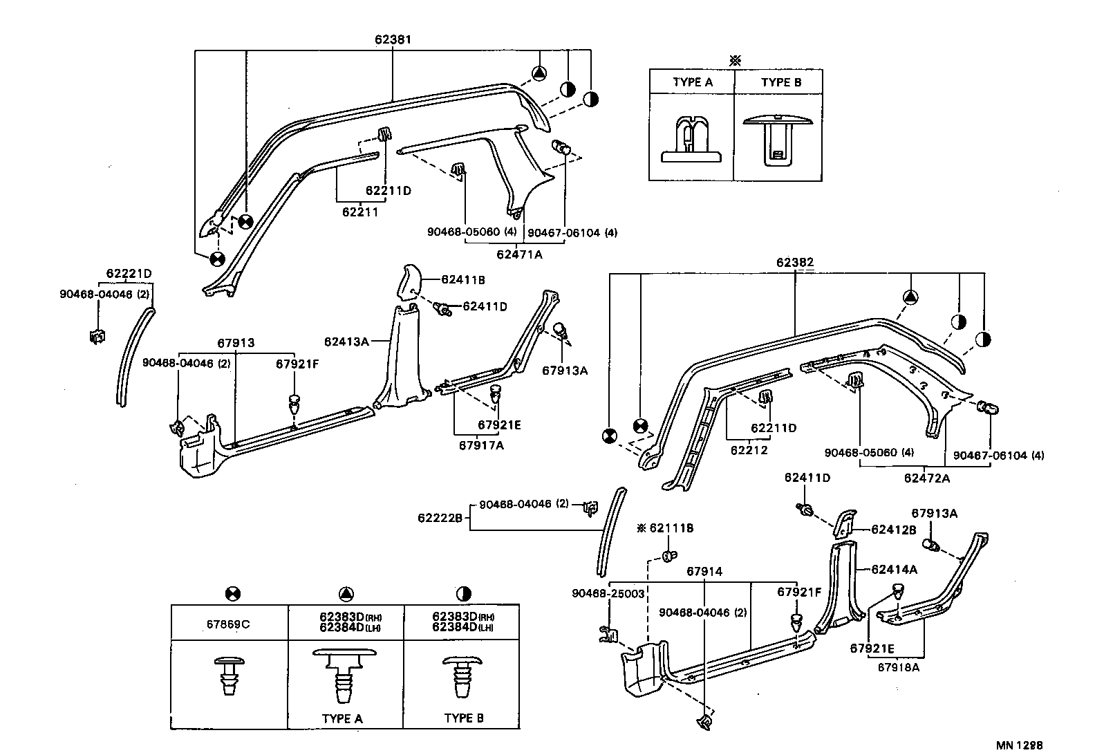 62382-20060 WEATHERSTRIP, ROOF SIDE RAIL, FRONT LH product image