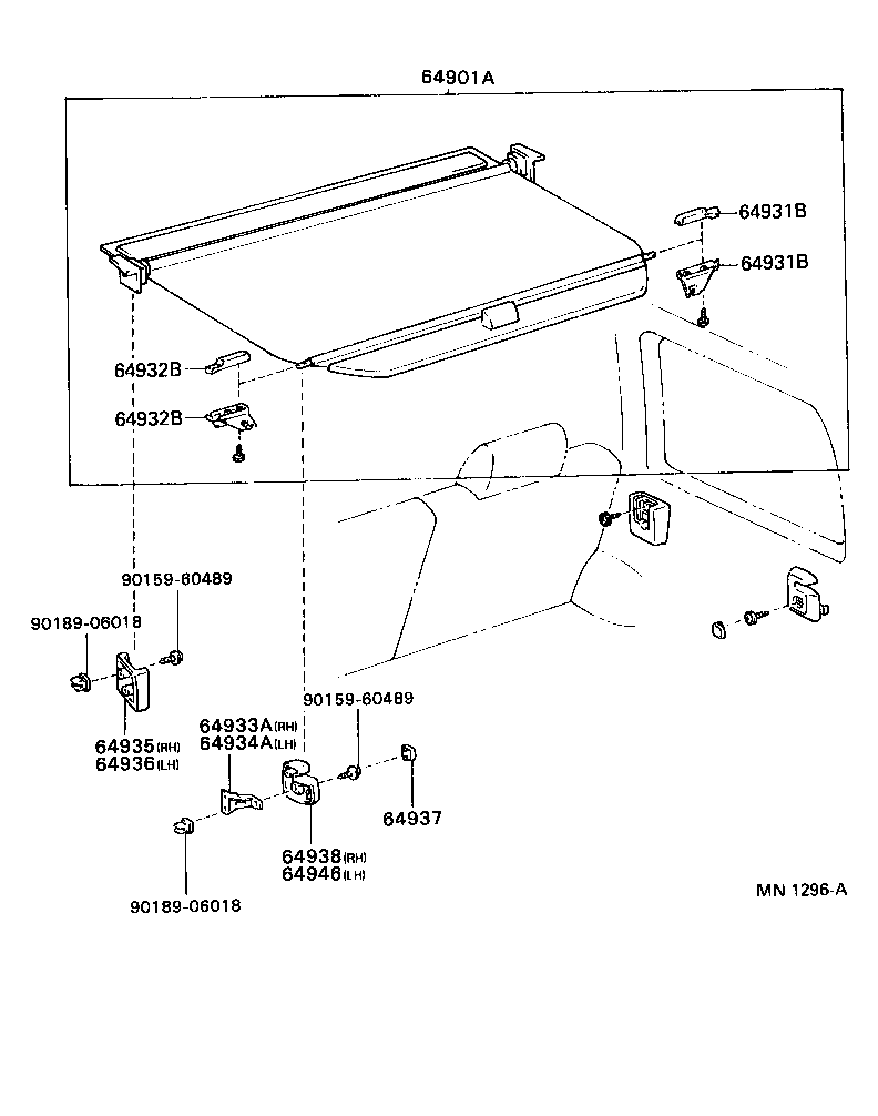 Toyota 64934-35020 BRACKET, TONNEAU COVER HOLDER, LH