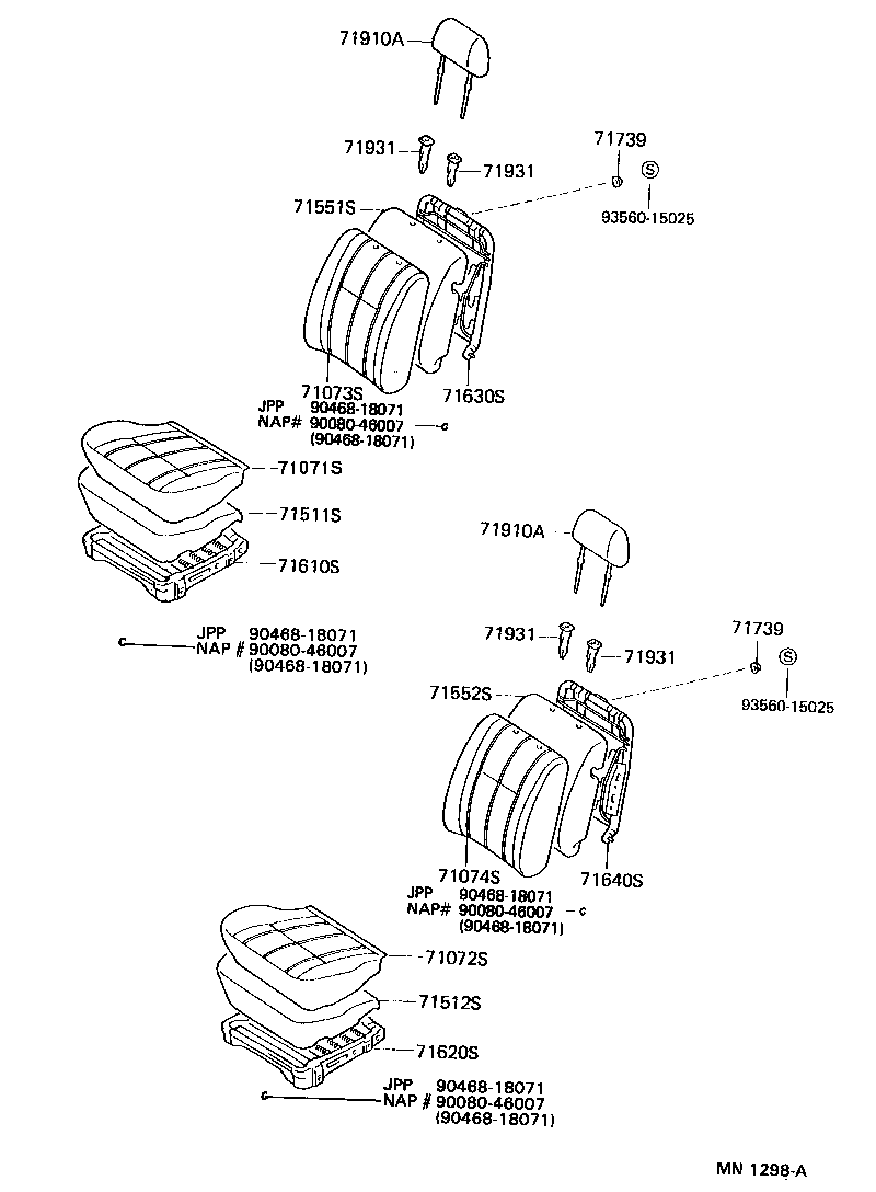 Toyota 71073-04071-B0 COVER, FRONT SEAT BACK(FOR BENCH TYPE)