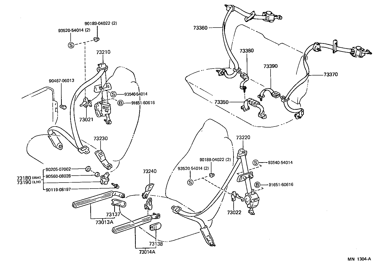 73360-14280-03 BELT ASSY, REAR SEAT 3 POINT TYPE, OUTER RH product image