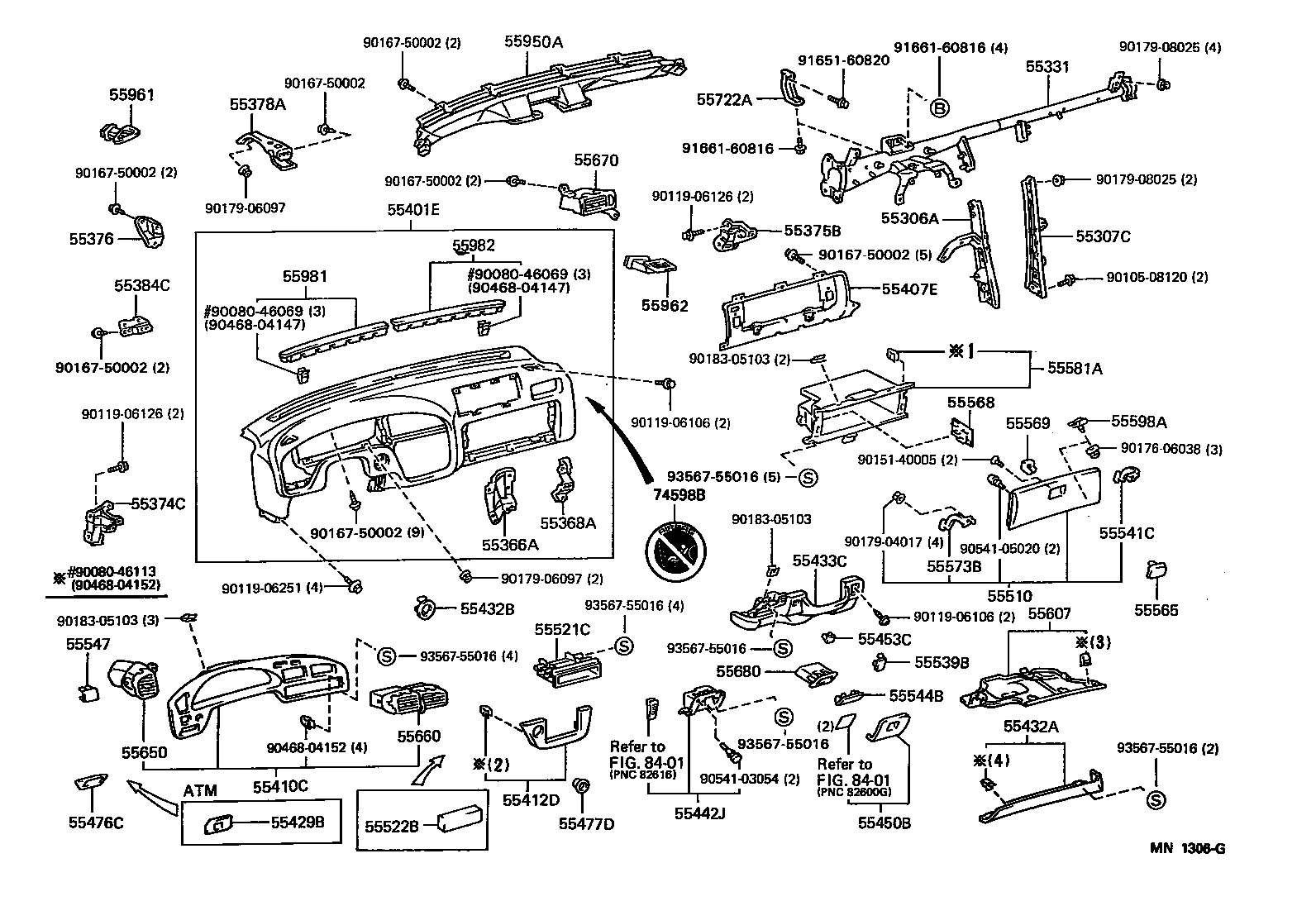 Toyota 55981-06010 GARNISH, DEFROSTER NOZZLE, NO.1