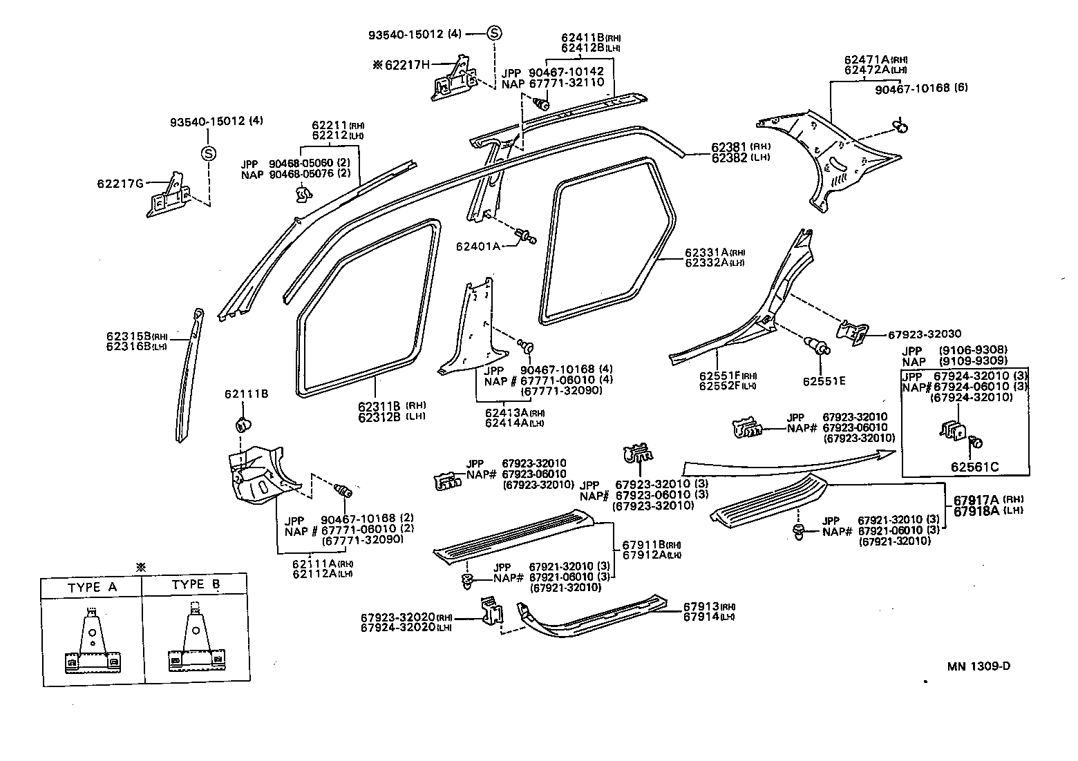 Toyota 62210-AA010-K0 GARNISH, FRONT PILLAR, RH