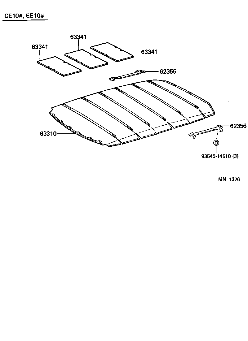 63305-12151-K0 TRIM SUB-ASSY, ROOF HEADLINING, REAR product image
