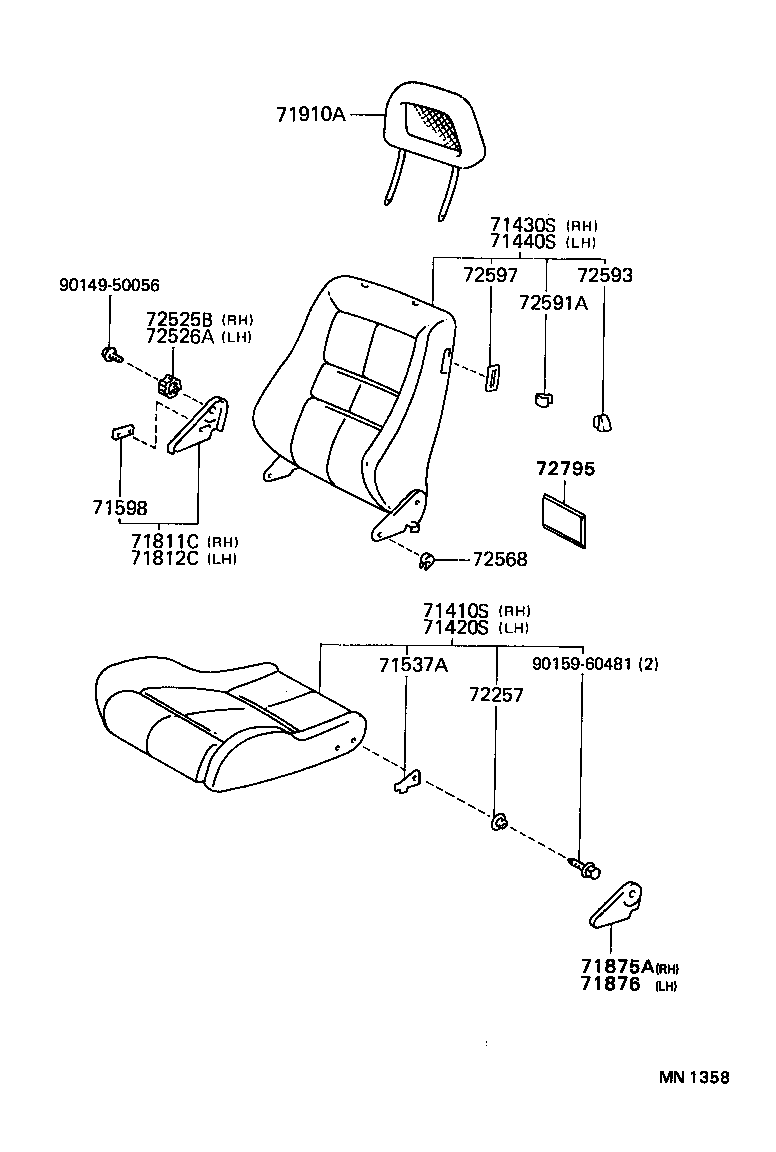 71017-35010 FRAME SUB-ASSY, REAR SEAT BACK, RH product image