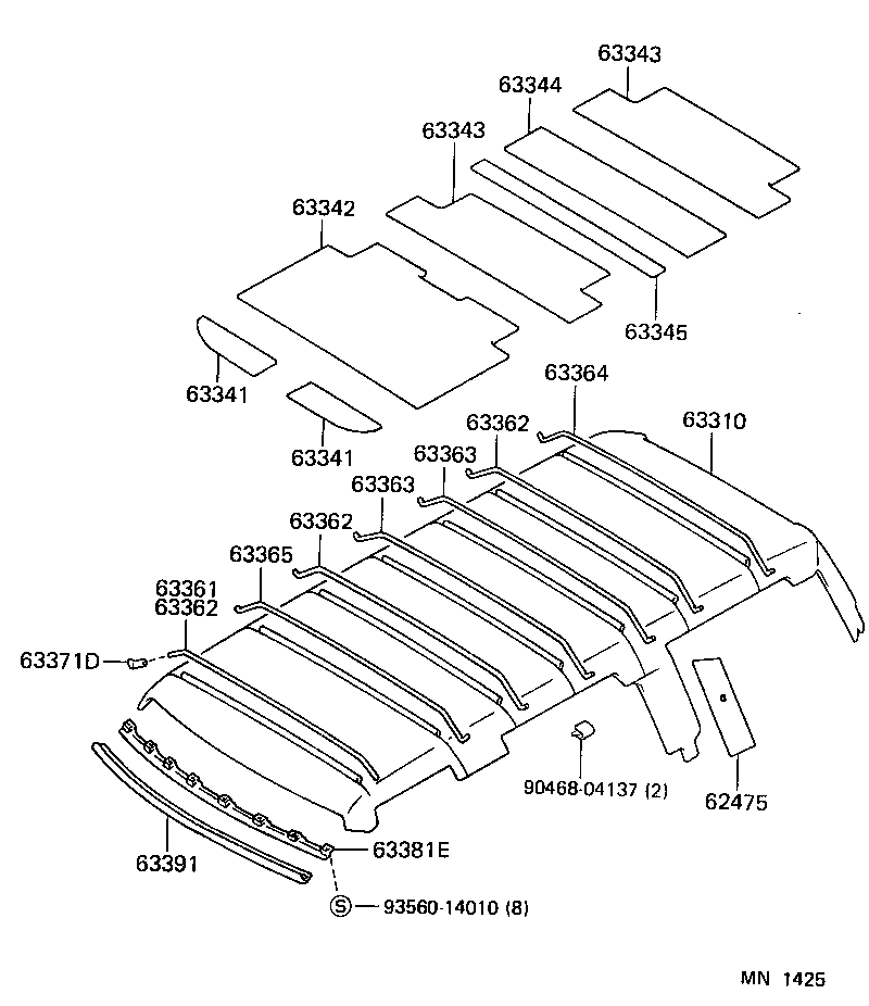 63361-30171 SUPPORT, ROOF HEADLINING, NO.1 product image