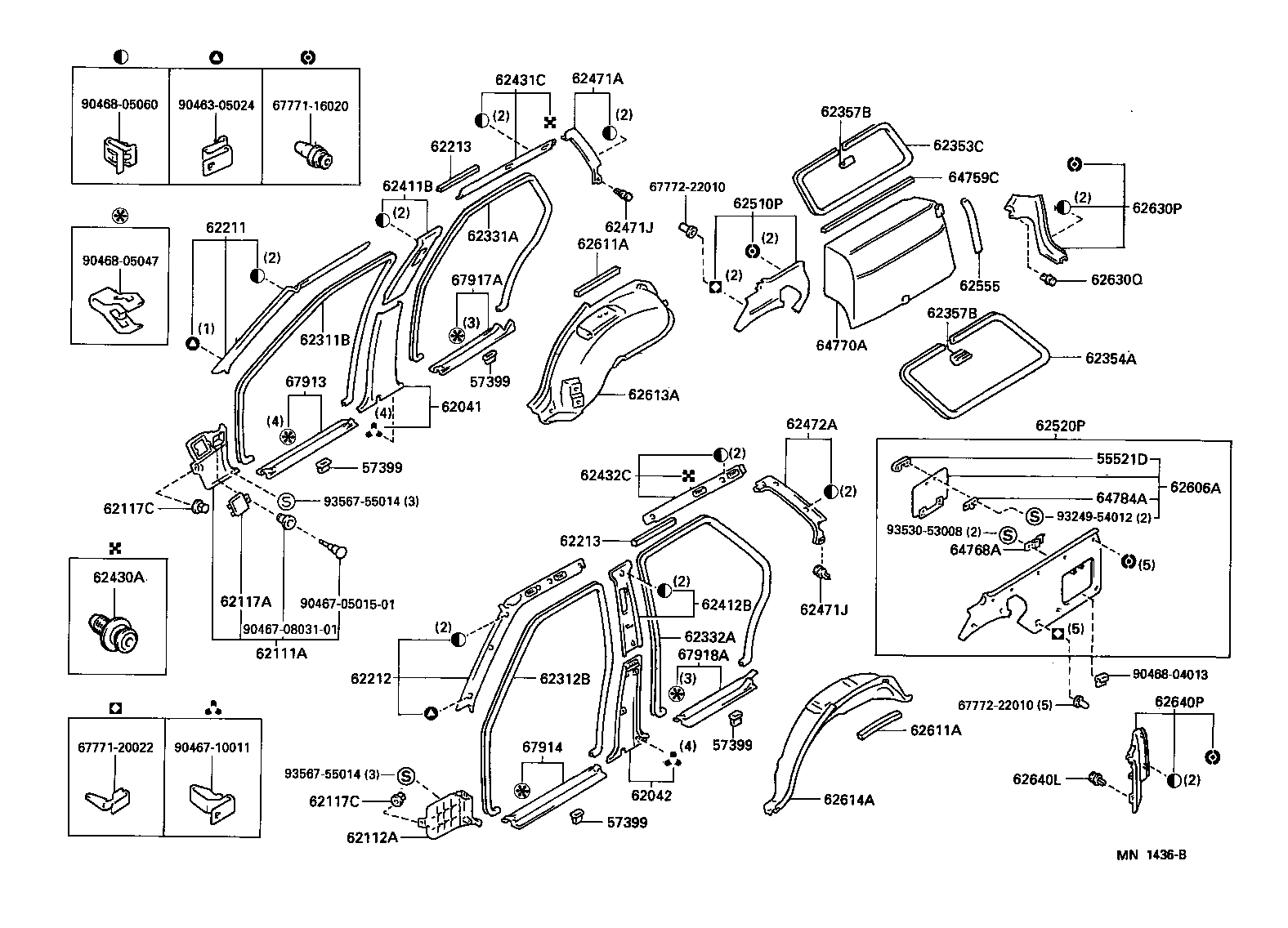 62354-91702-B0 TRIM, QUARTER WINDOW INSIDE, LH product image