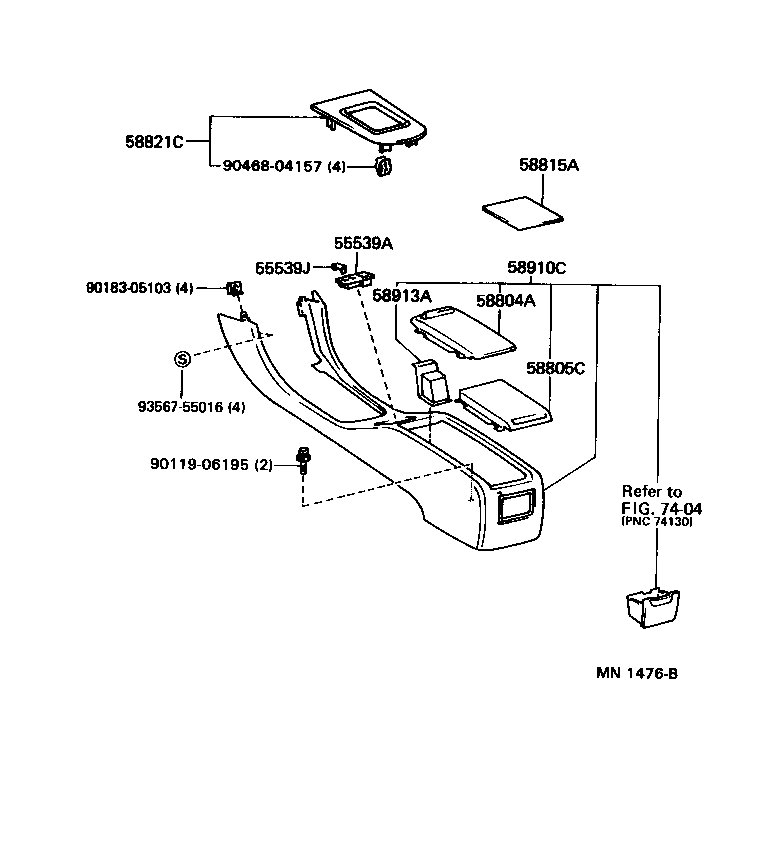 58907-33040 HINGE SUB-ASSY, CONSOLE COMPARTMENT DOOR product image