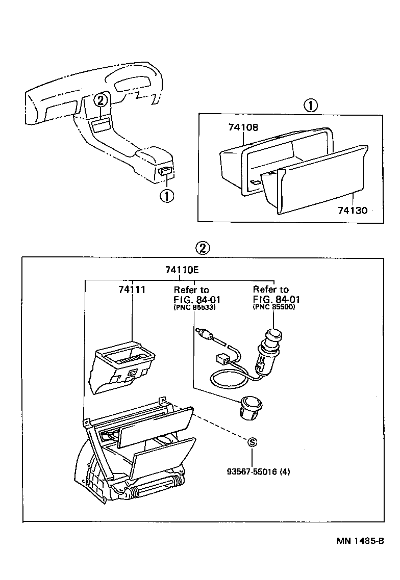 74110-33041 RECEPTACLE ASSY, FRONT ASH product image