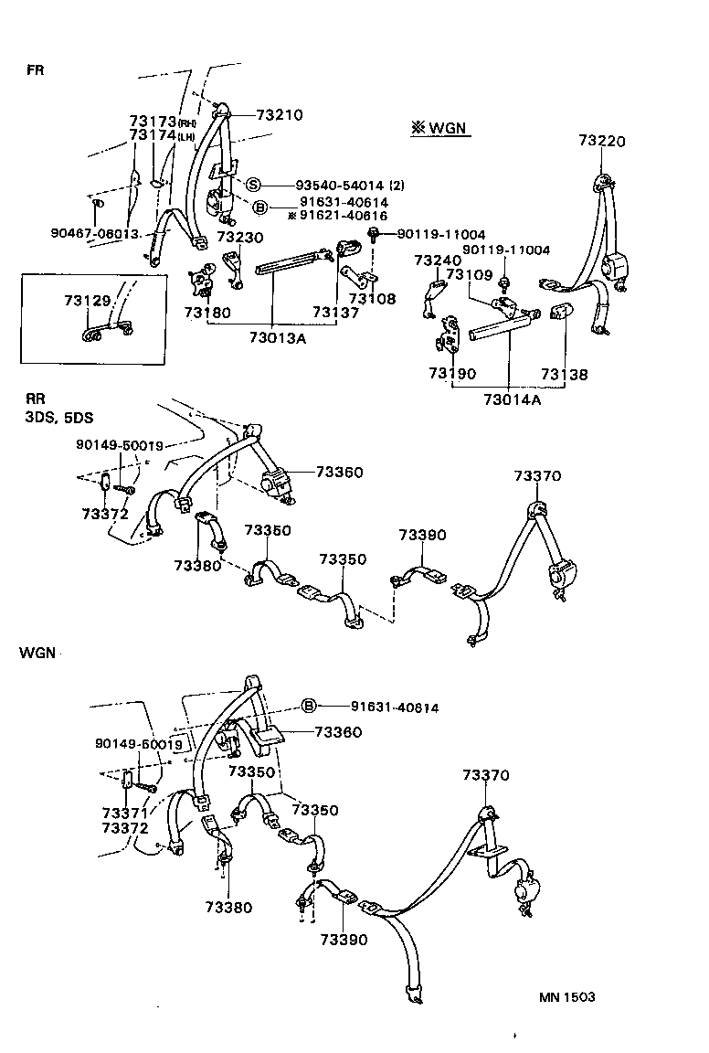 73011-16010 BRACKET ASSY, SEAT BELT INNER ANCHOR, RH product image