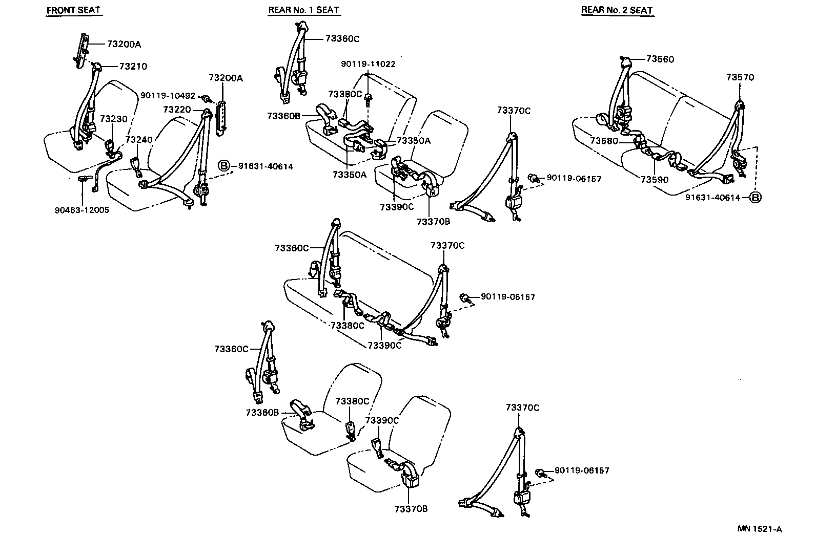 73570-28161-B0 BELT ASSY, REAR NO.2 SEAT, OUTER LH product image