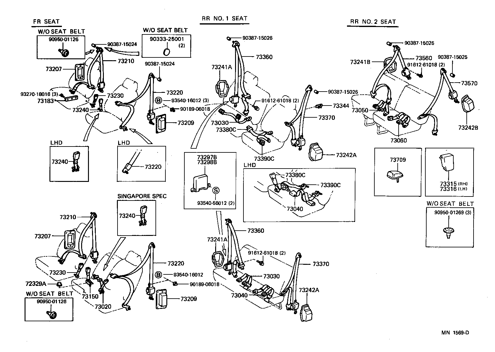 73020-28010-B0 BELT ASSY, FRONT SEAT, CENTER W/INNER product image